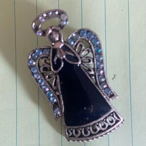 Silver and Blue Angel Brooch